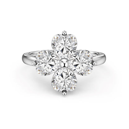 [Lumi Jewelry]Heart-shaped Four-Leaf Clover Ball Ring
