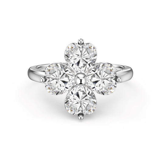 [Lumi Jewelry]Heart-shaped Four-Leaf Clover Ball Ring