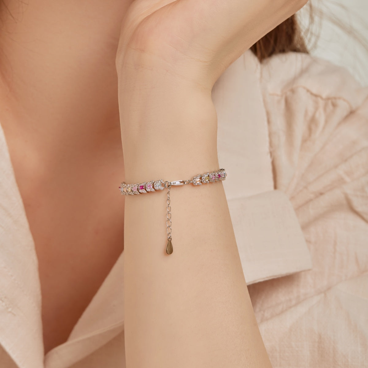 [Lumi Jewelry]Delicate Colorful Multi Cut Daily Bracelet