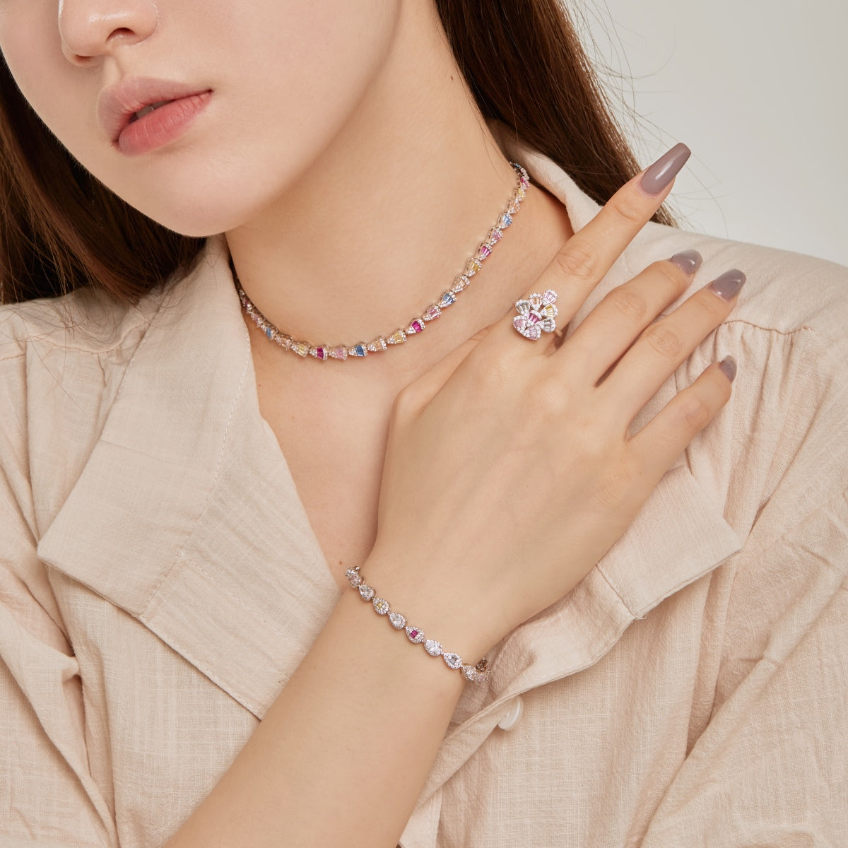 [Lumi Jewelry]0.25 Carat Radiant Water Drop Shape Daily Bracelet