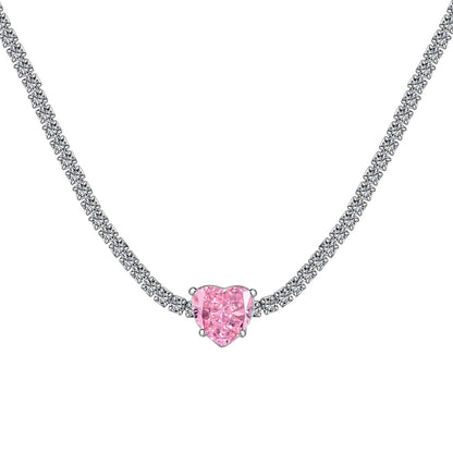 [Lumi Jewelry]2.0 Carat Sparkling Tennis Heart Cut Necklace