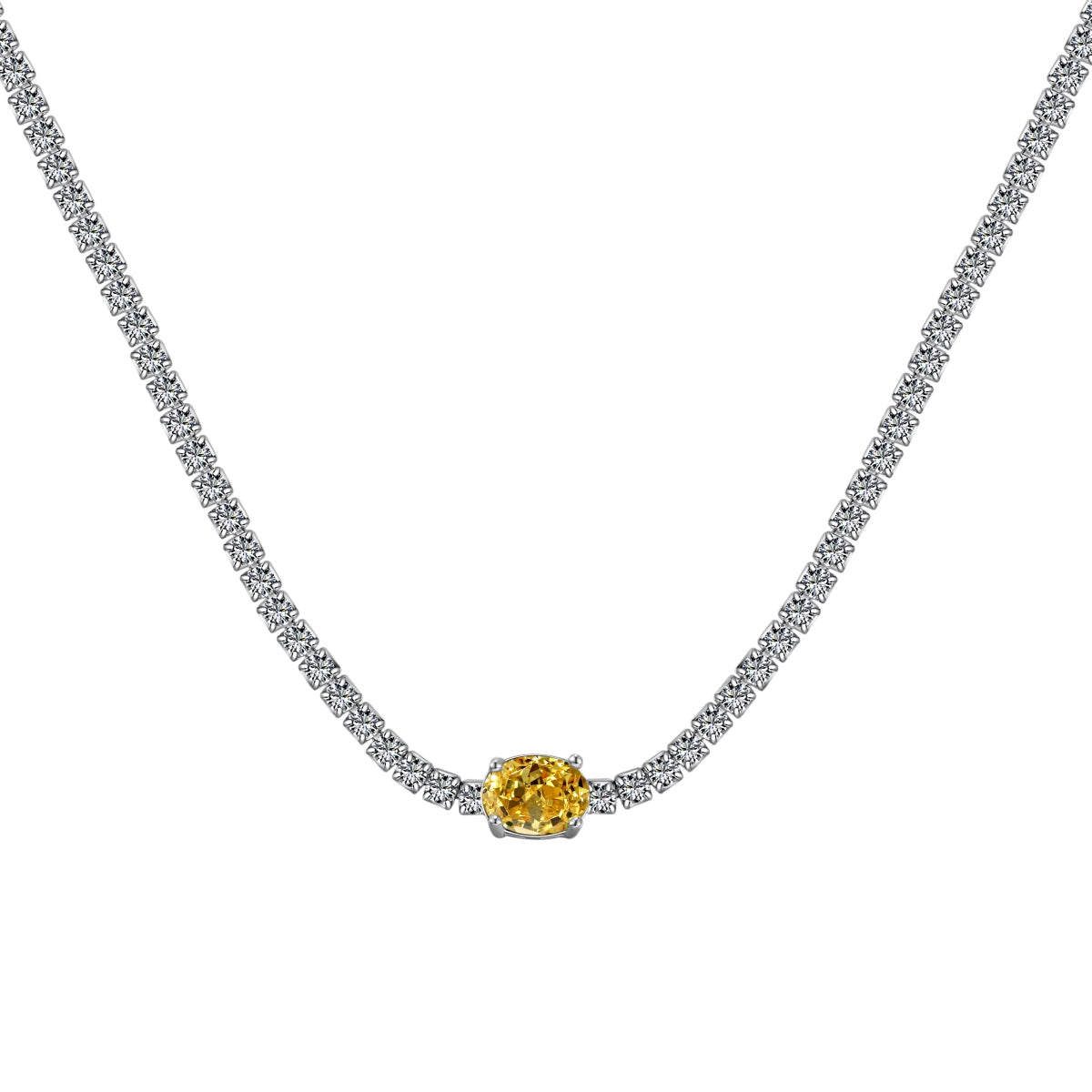 [Lumi Jewelry]1.0 Carat Shining Oval Cut Necklace