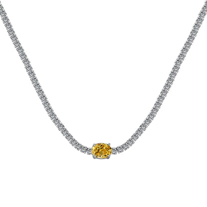 [Lumi Jewelry]1.0 Carat Shining Oval Cut Necklace