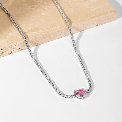 [Lumi Jewelry]2.0 Carat Sparkling Tennis Heart Cut Necklace