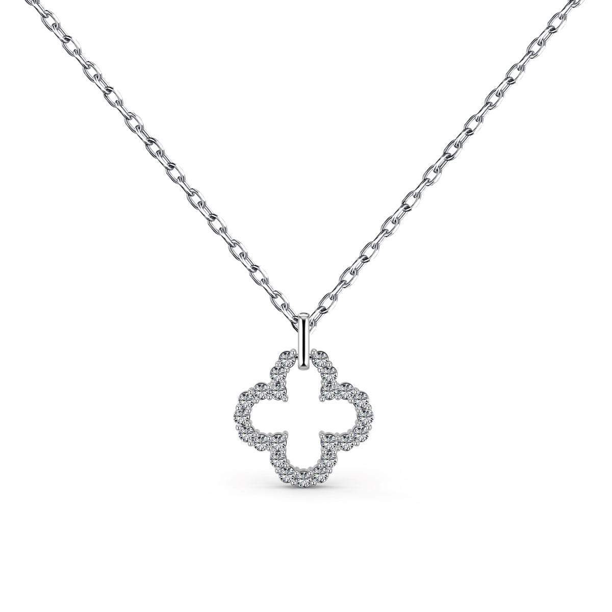 [Lumi Jewelry]Four-Leaf Clover Hollow Design Exquisite Necklace