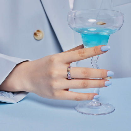 [Lumi Jewelry]Splashy Ornate Emerald Cut Cocktail Ring