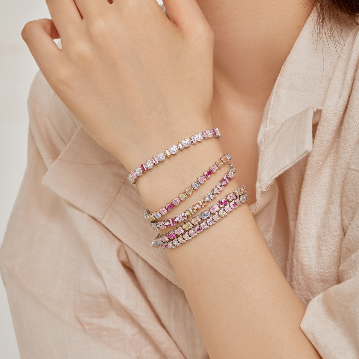 [Lumi Jewelry]Ornate Colorful Flower Shape Party Bracelet