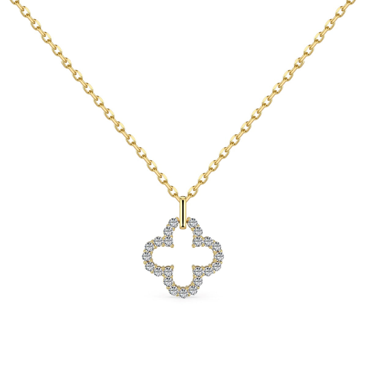[Lumi Jewelry]Four-Leaf Clover Hollow Design Exquisite Necklace
