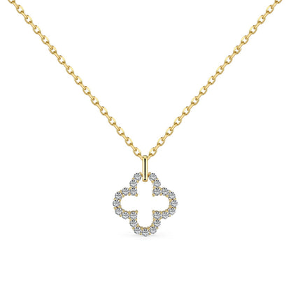 [Lumi Jewelry]Four-Leaf Clover Hollow Design Exquisite Necklace