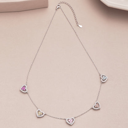 [Lumi Jewelry]Sparkling Five Heart Necklace