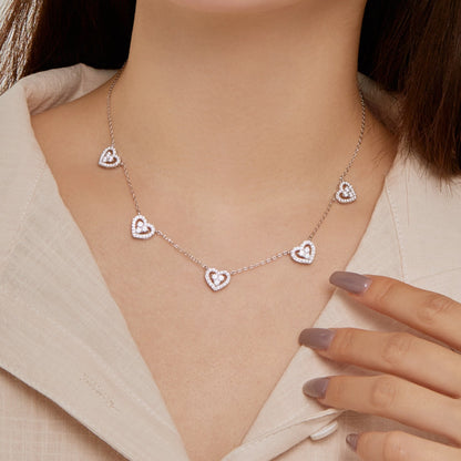 [Lumi Jewelry]Sparkling Five Heart Necklace
