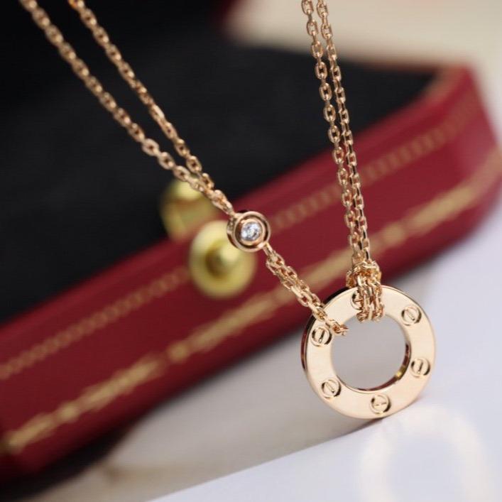 [Lumi Jewelry]LOVE NECKLACE ADJUSTABLE ROSE GOLD 2 DIAMOND