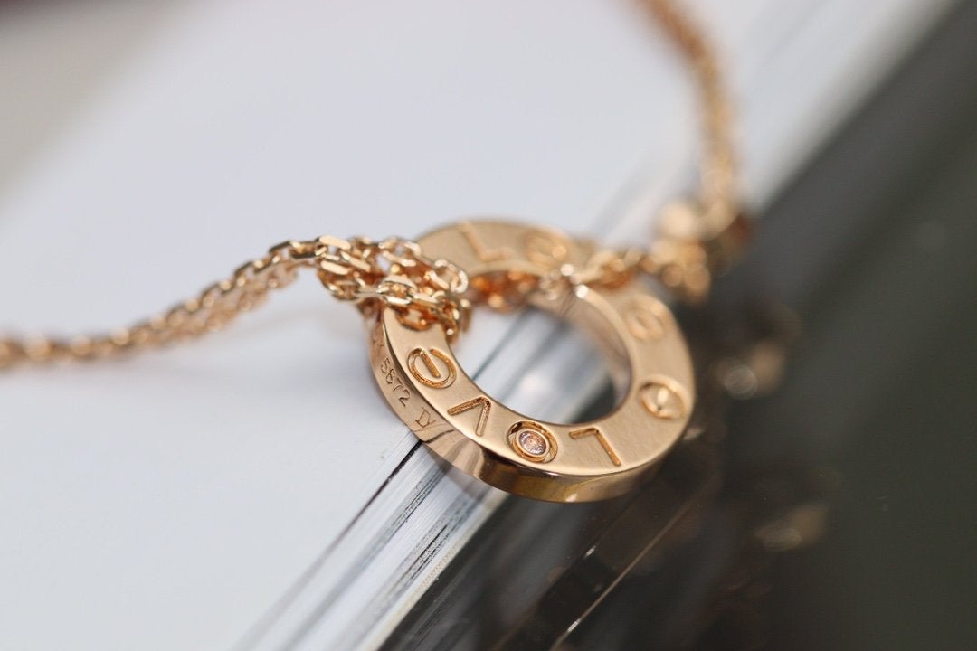 [Lumi Jewelry]LOVE NECKLACE ADJUSTABLE ROSE GOLD 2 DIAMOND