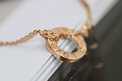 [Lumi Jewelry]LOVE NECKLACE ADJUSTABLE ROSE GOLD 2 DIAMOND
