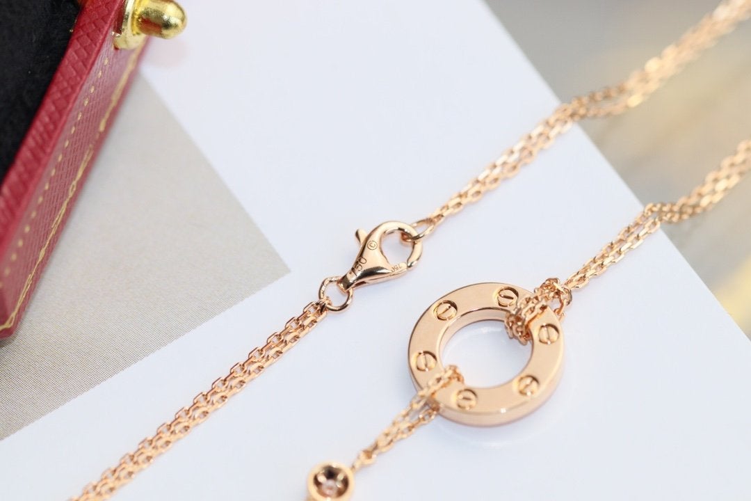 [Lumi Jewelry]LOVE NECKLACE ADJUSTABLE ROSE GOLD 2 DIAMOND