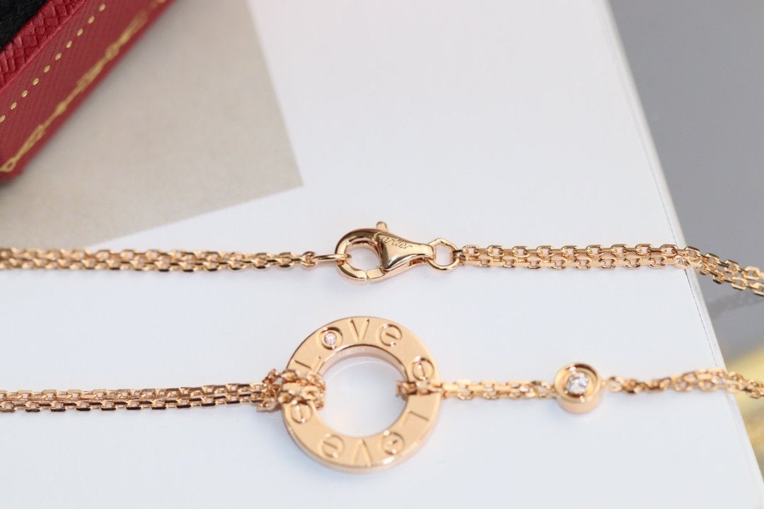 [Lumi Jewelry]LOVE NECKLACE ADJUSTABLE ROSE GOLD 2 DIAMOND