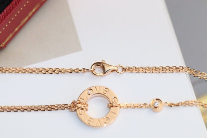 [Lumi Jewelry]LOVE NECKLACE ADJUSTABLE ROSE GOLD 2 DIAMOND