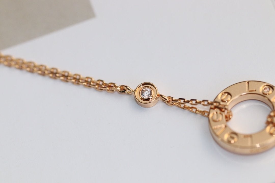 [Lumi Jewelry]LOVE NECKLACE ADJUSTABLE ROSE GOLD 2 DIAMOND