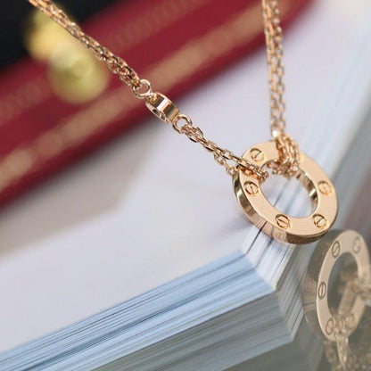[Lumi Jewelry]LOVE NECKLACE ADJUSTABLE ROSE GOLD 2 DIAMOND