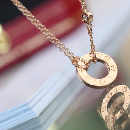 [Lumi Jewelry]LOVE NECKLACE ADJUSTABLE ROSE GOLD 2 DIAMOND