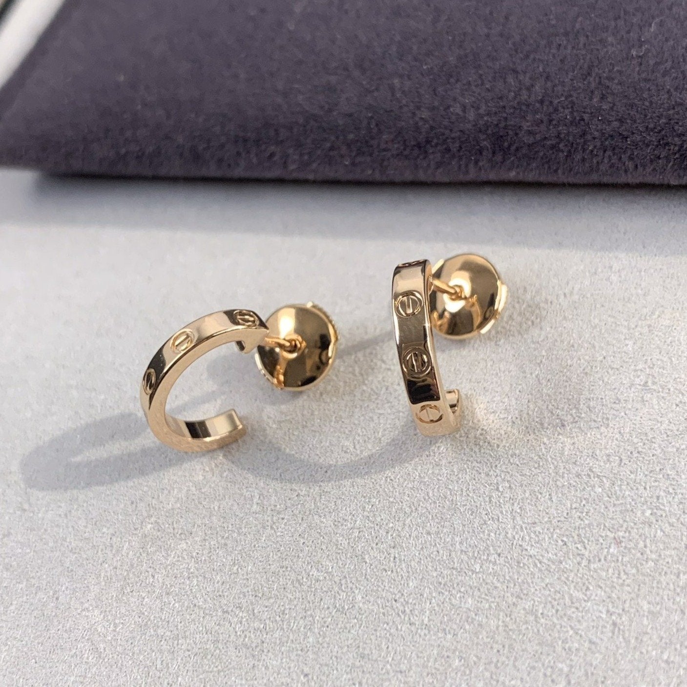 [Lumi Jewelry]LOVE EARRINGS 2.65MM PINK GOLD