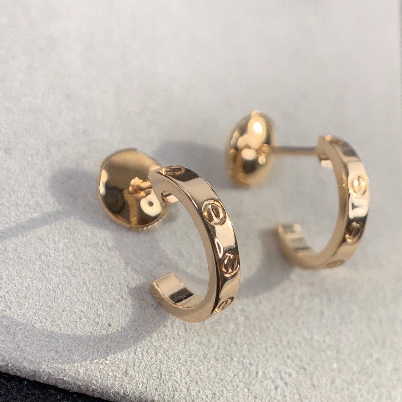 [Lumi Jewelry]LOVE EARRINGS 2.65MM PINK GOLD