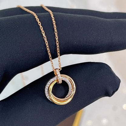 [Lumi Jewelry]TRINITY NECKLACE SILVER GOLD PINK GOLD DIAMONDS