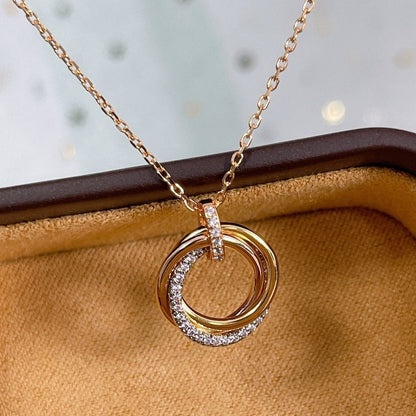 [Lumi Jewelry]TRINITY NECKLACE SILVER GOLD PINK GOLD DIAMONDS