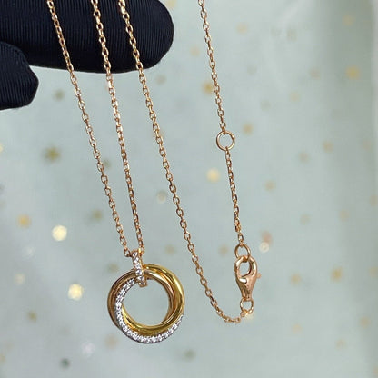 [Lumi Jewelry]TRINITY NECKLACE SILVER GOLD PINK GOLD DIAMONDS