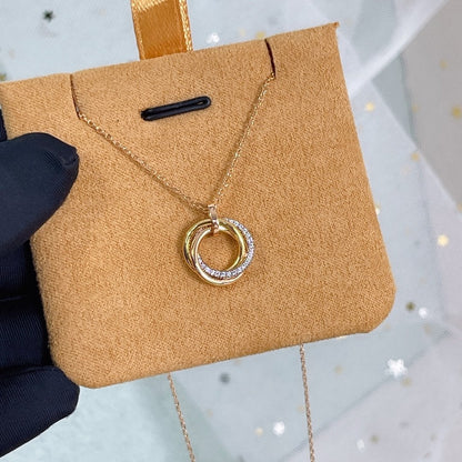 [Lumi Jewelry]TRINITY NECKLACE SILVER GOLD PINK GOLD DIAMONDS