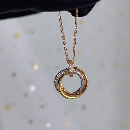 [Lumi Jewelry]TRINITY NECKLACE SILVER GOLD PINK GOLD DIAMONDS