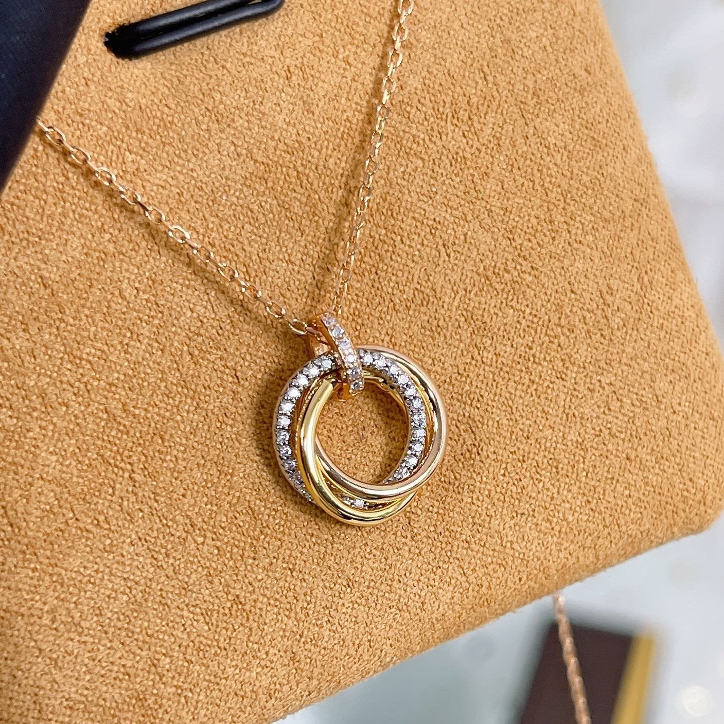 [Lumi Jewelry]TRINITY NECKLACE SILVER GOLD PINK GOLD DIAMONDS