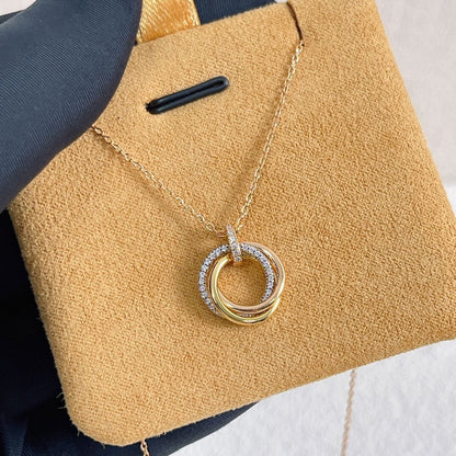 [Lumi Jewelry]TRINITY NECKLACE SILVER GOLD PINK GOLD DIAMONDS