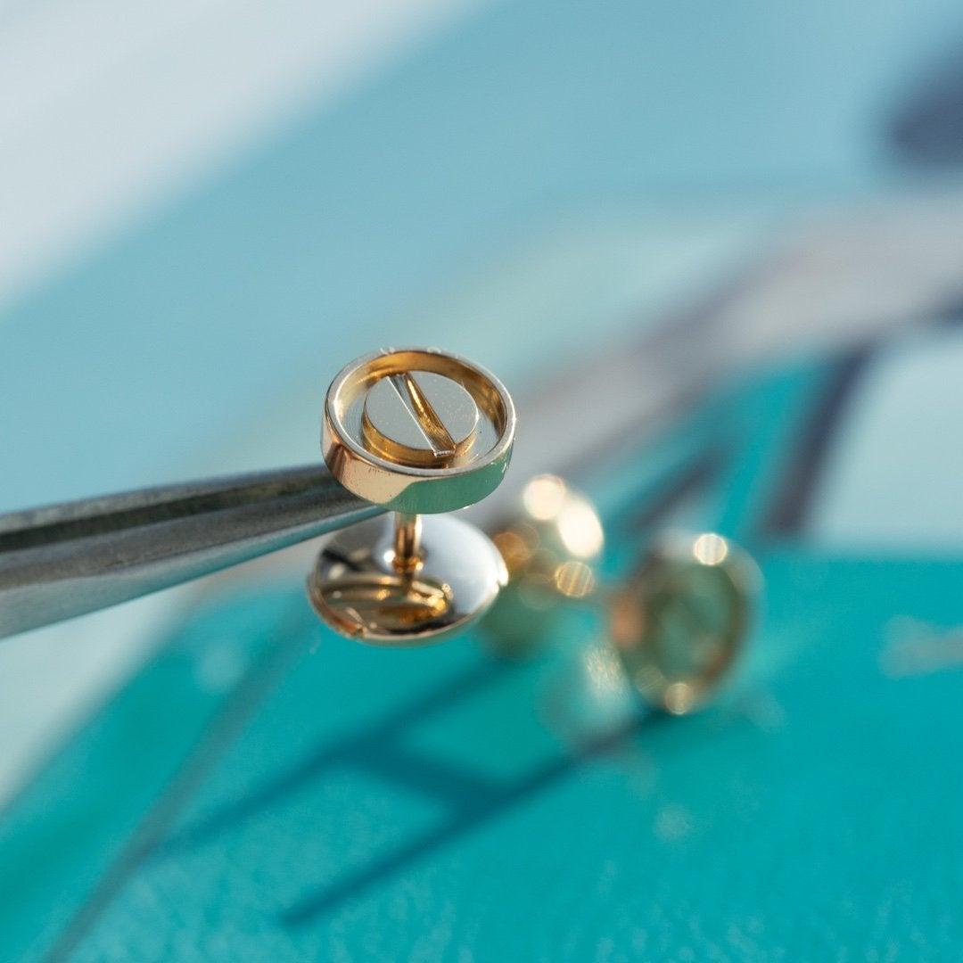 [Lumi Jewelry]LOVE EARRINGS PINK GOLD 10MM