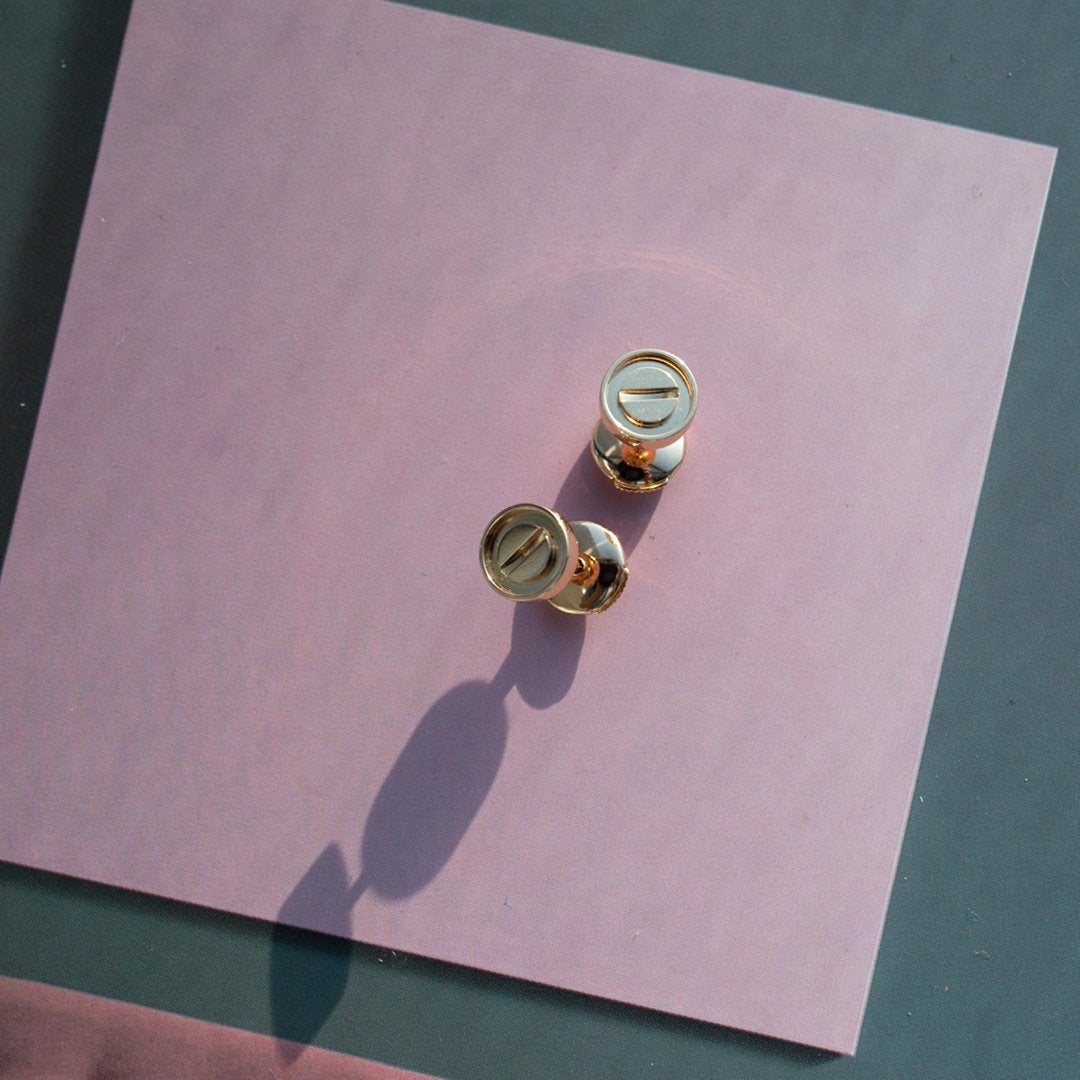 [Lumi Jewelry]LOVE EARRINGS PINK GOLD 10MM