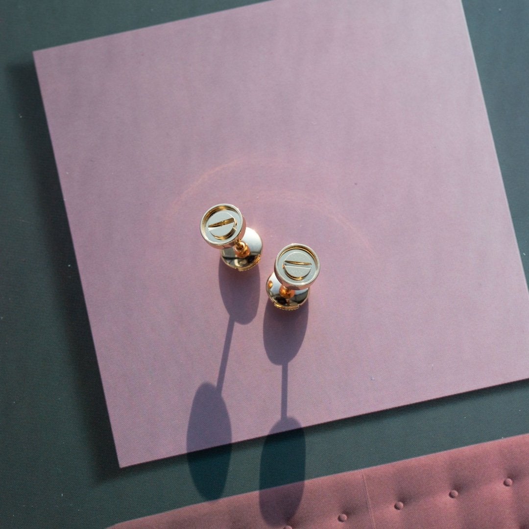 [Lumi Jewelry]LOVE EARRINGS PINK GOLD 10MM