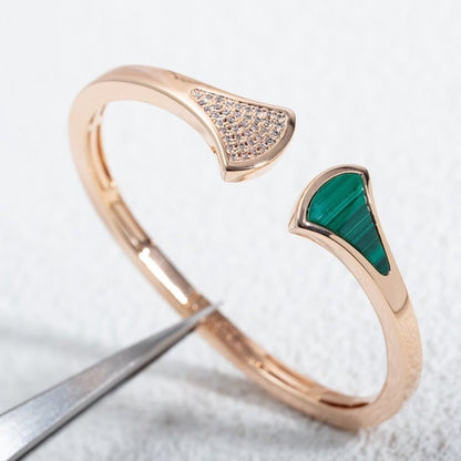 [Lumi Jewelry]DREAM BRACELET OPEN MALACHITE PINK GOLD