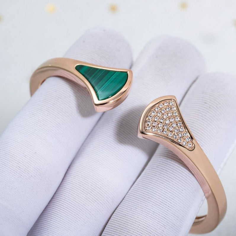[Lumi Jewelry]DREAM BRACELET OPEN MALACHITE PINK GOLD