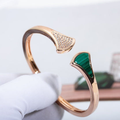 [Lumi Jewelry]DREAM BRACELET OPEN MALACHITE PINK GOLD