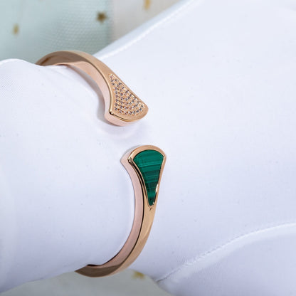 [Lumi Jewelry]DREAM BRACELET OPEN MALACHITE PINK GOLD