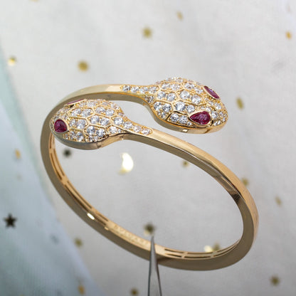 [Lumi Jewelry]SERPENTI BRACELET PINK GOLD DIAMOND DOUBLE SNAKE