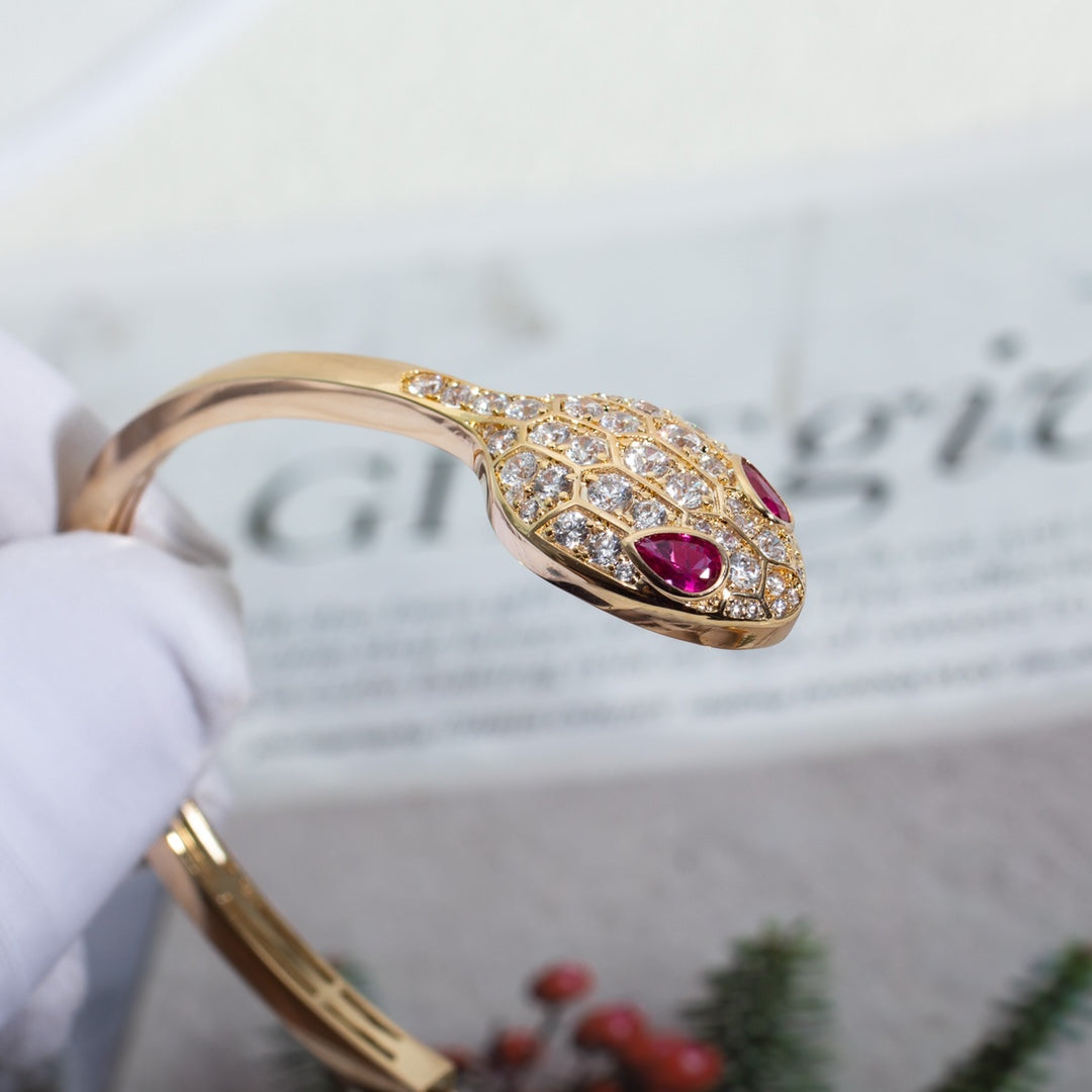 [Lumi Jewelry]SERPENTI BRACELET PINK GOLD DIAMOND DOUBLE SNAKE