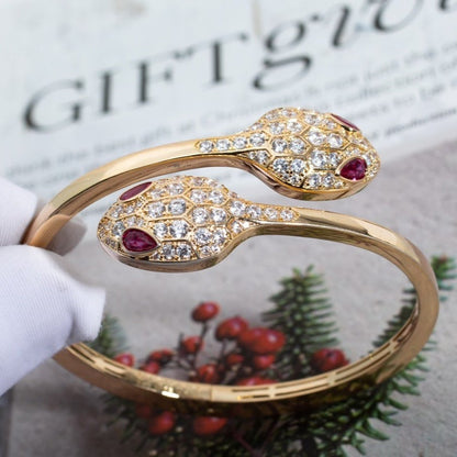 [Lumi Jewelry]SERPENTI BRACELET PINK GOLD DIAMOND DOUBLE SNAKE