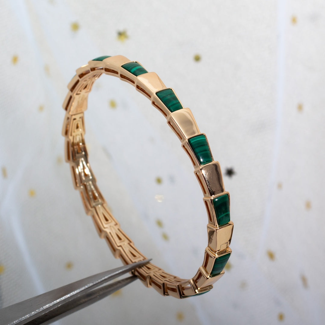 [Lumi Jewelry]SERPENTI BRACELET PINK GOLD MALACHITE