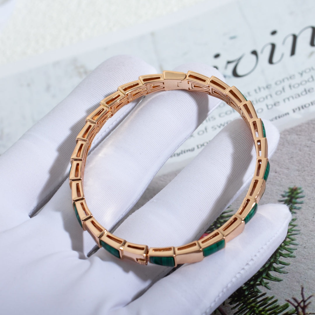 [Lumi Jewelry]SERPENTI BRACELET PINK GOLD MALACHITE