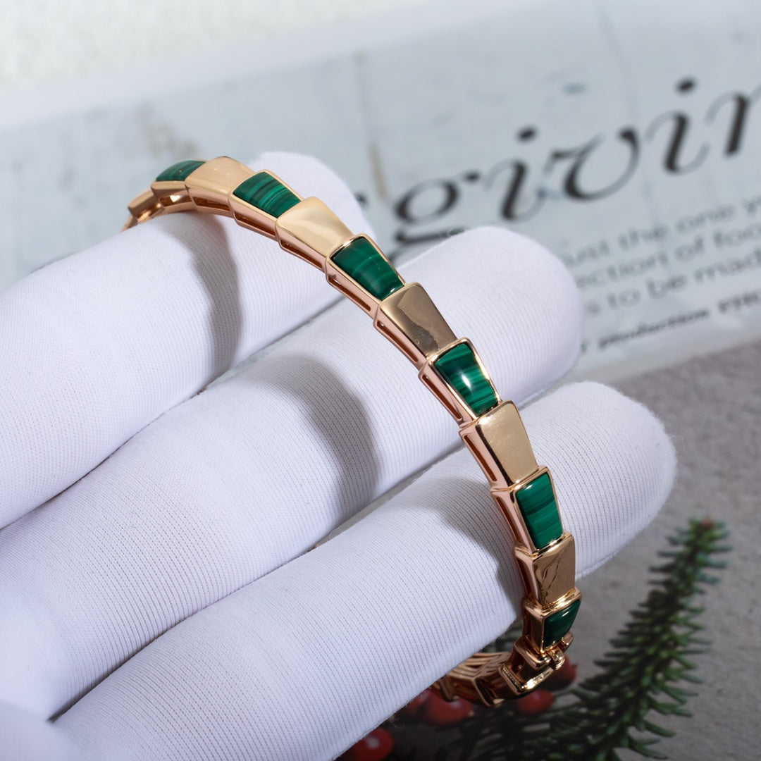 [Lumi Jewelry]SERPENTI BRACELET PINK GOLD MALACHITE
