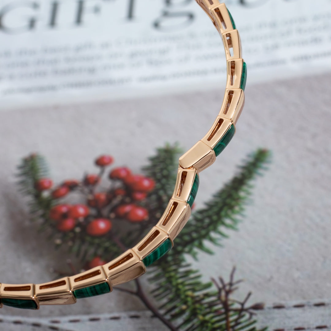 [Lumi Jewelry]SERPENTI BRACELET PINK GOLD MALACHITE