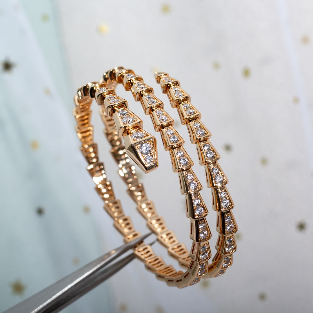 [Lumi Jewelry]SERPENTI BRACELET PINK GOLD DIAMOND DOUBLE ROW