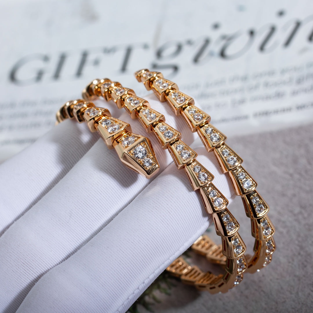 [Lumi Jewelry]SERPENTI BRACELET PINK GOLD DIAMOND DOUBLE ROW