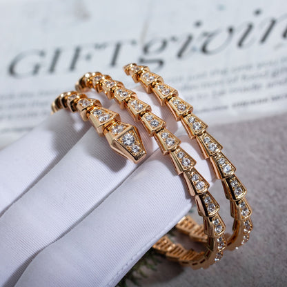 [Lumi Jewelry]SERPENTI BRACELET PINK GOLD DIAMOND DOUBLE ROW